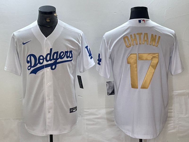 Men Los Angeles Dodgers 17 Ohtani White Nike Game MLB Jersey style 15